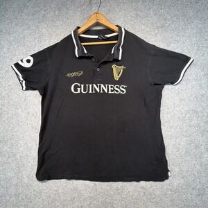Guinness Mens Polo Shirt  XL Short Sleeves Black Logo  Official Merchandise Beer